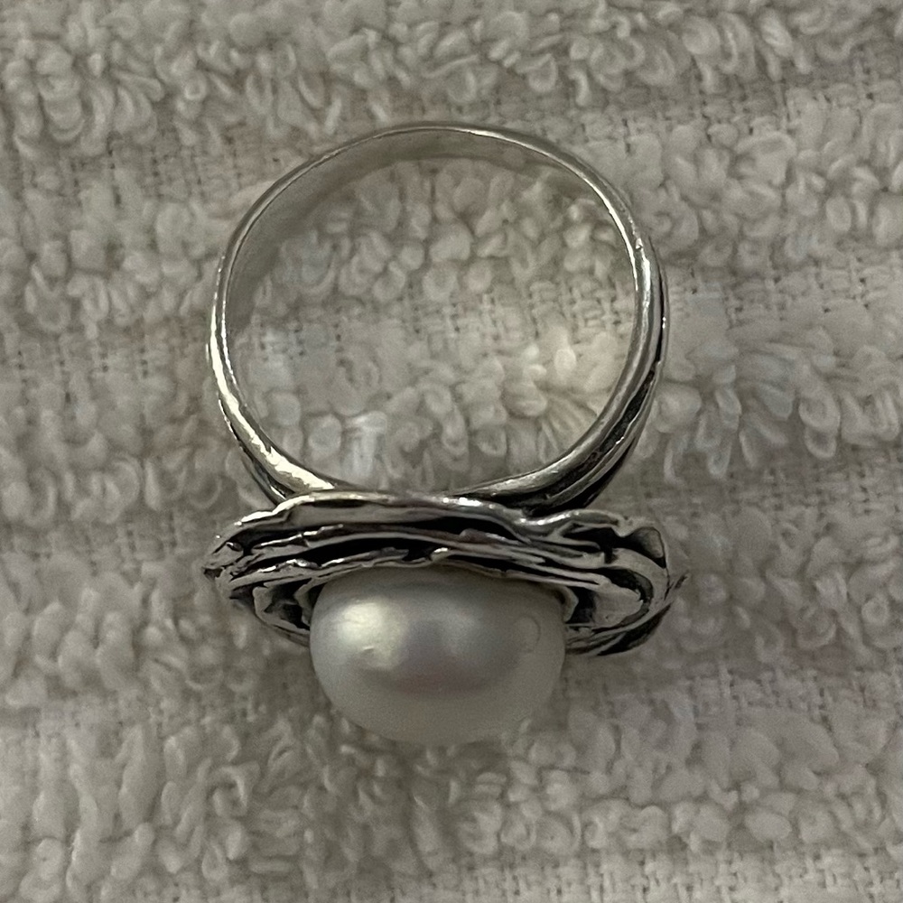 Sterling Silver Pearl Statement Ring - image 2